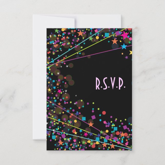 Neon Lights Sweet 16 Club Party RSVP Response Card (Front)