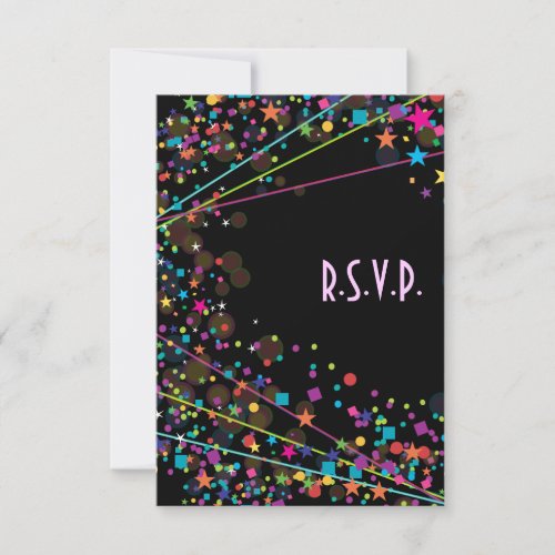 Neon Lights Sweet 16 Club Party RSVP Response Card