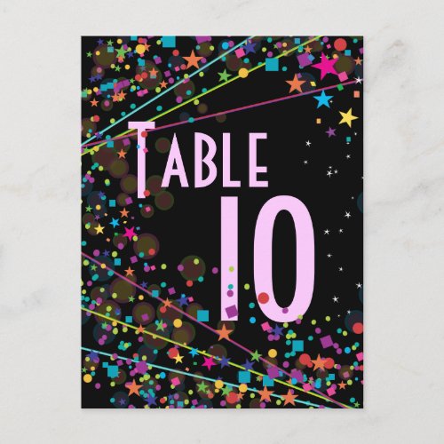 Neon Lights Sweet 16 Club Party Table Number Card