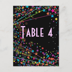 Neon Lights Sweet 16 Club Party Table Number Card