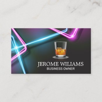 Neon Lights | Whiskey Drink Business Card by lovely_businesscards at Zazzle