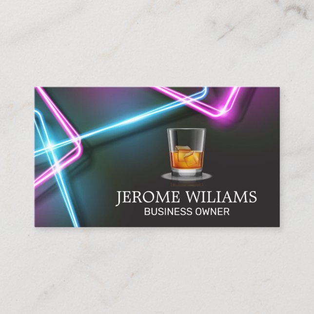 Neon Lights | Whiskey Drink Business Card (Front)