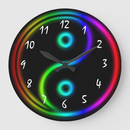 Neon like Rainbow Yin Yang Large Clock