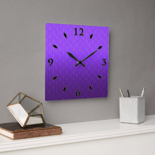 Neon lilac gradient. square wall clock