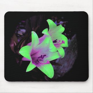 neon lilies mouse pad