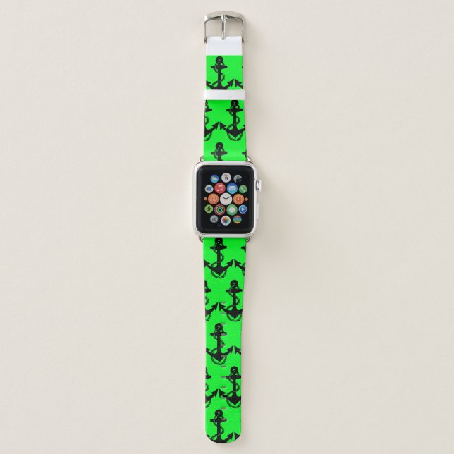 neon LIME GREEN and anchor | Apple Watch Band (Front)