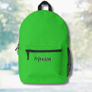 Neon Lime Green and Black 3D Personalized Name Printed Backpack