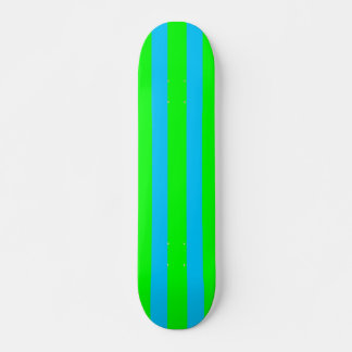 Neon Lime Green and Teal Blue Stripe Skateboard