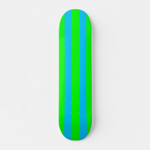 Neon Lime Green and Teal Blue Stripe Skateboard