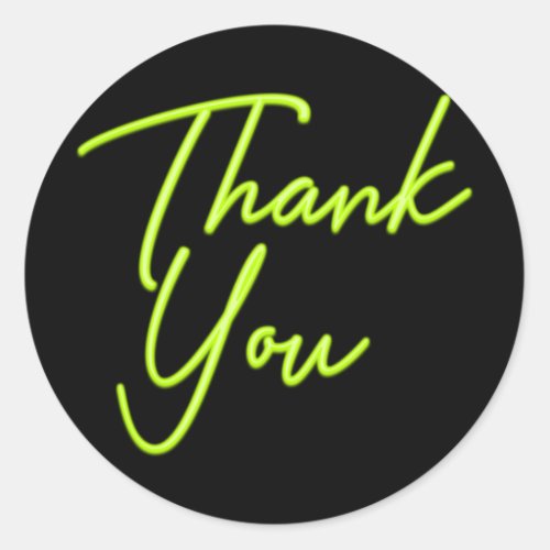 Neon Lime Green Glow Thank You Classic Round Sticker
