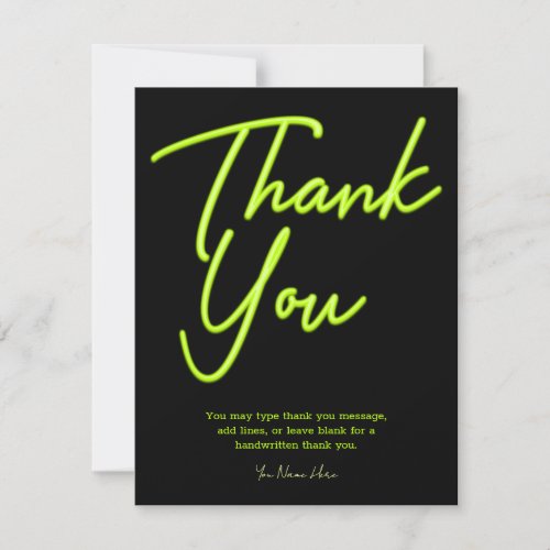 Neon Lime Green Glow Thank You Invitation