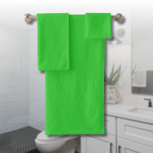 Neon Lime Green Solid Color   Classic Bath Towel Set