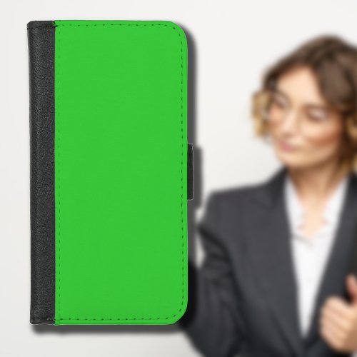 Neon Lime Green Solid Color  Classic iPhone 87 Wallet Case