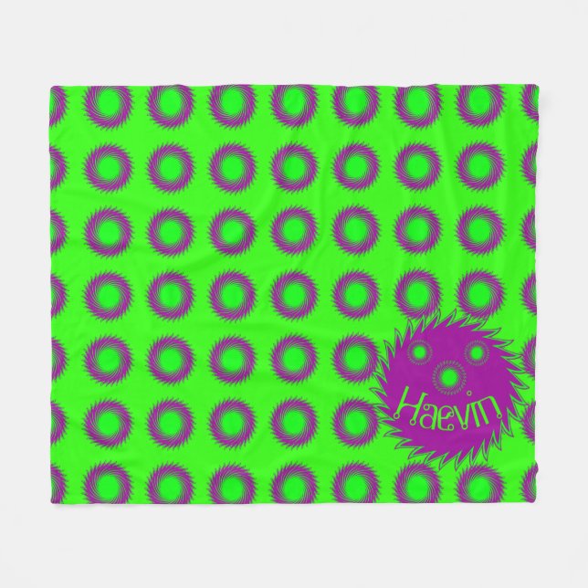Neon Lime Retro Fun Blanket customizable (Front (Horizontal))