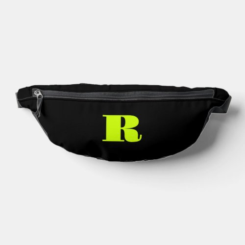 Neon Lime Yellow Classic Initial  Black Stylish Fanny Pack