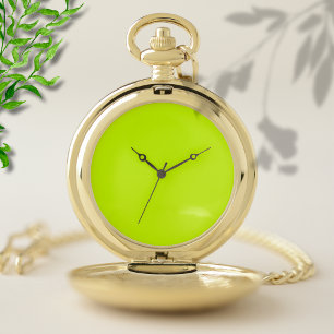Neon Lime Yellow Solid Color   Classic   Elegant Pocket Watch