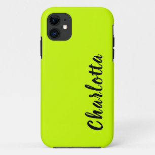 Neon Lime Yellow Solid Color Custom Personalize iPhone 11 Case