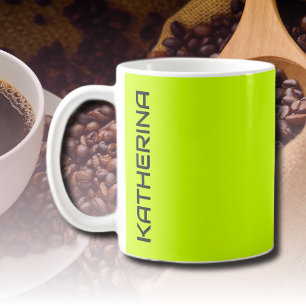 Neon Lime Yellow Solid Color    Personalized  Coffee Mug