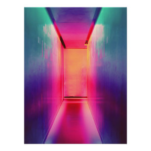 Neon Liminal Hallway Poster