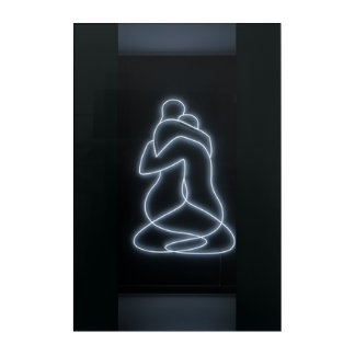 Neon Line Art of Embrace