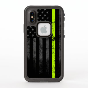Neon Line Road Workers American Flag iPhone Case