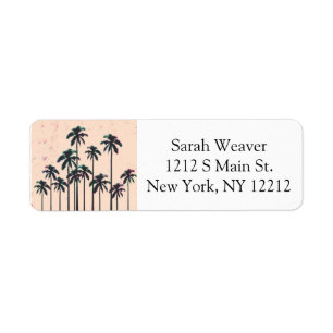Neon Lined Black Palm Trees on Peach Horizon Label