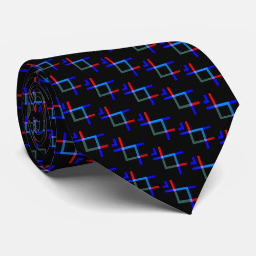 Neon Lines Blue Black Red Pattern  Neck Tie