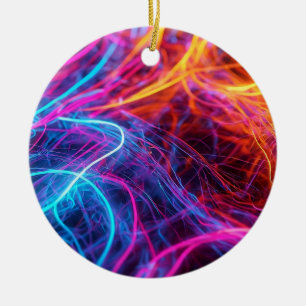 Neon Lines Ceramic Ornament