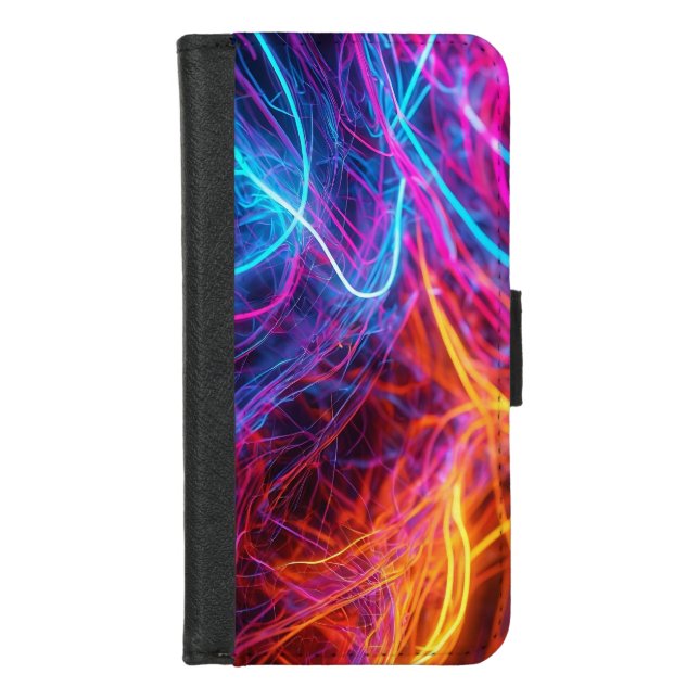 Neon Lines iPhone Wallet Case (Front)