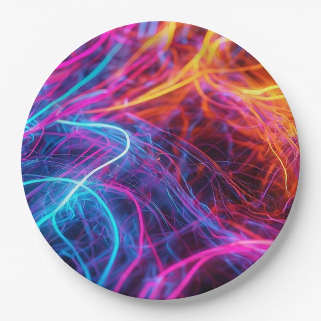 Neon Lines Paper Plates (Front)