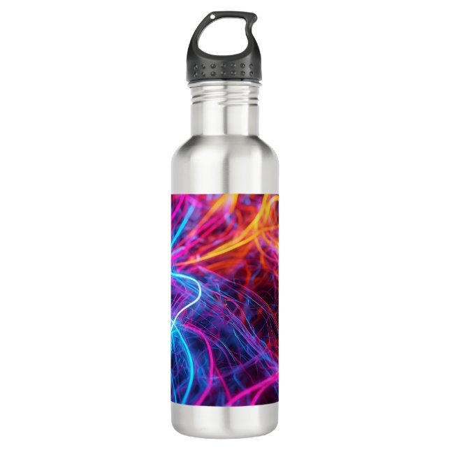 Neon Lines Stainless Steel Water Bottle (Front)