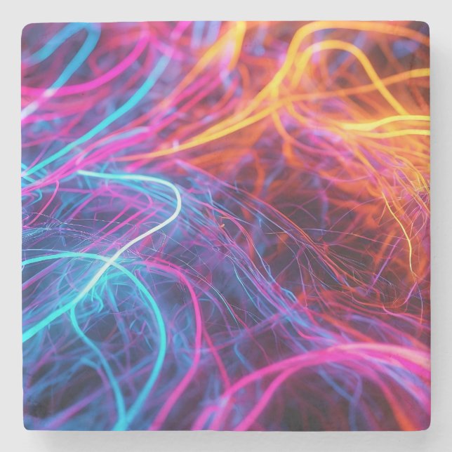 Neon Lines Stone Coaster (Front)