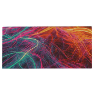 Neon Lines Wood Flash Drive