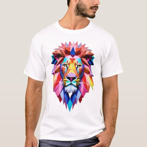 Neon Lion Designs Futuristic Geometric  T_Shirt