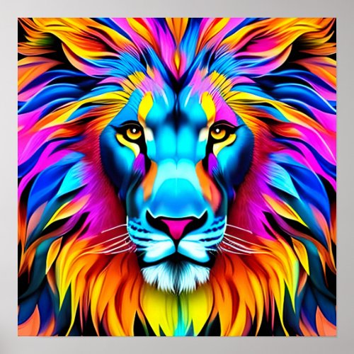 Neon Lion _ Pop Art Motivation Poster