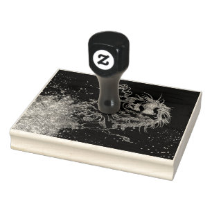 Neon Lion Rubber Stamp