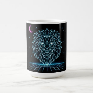 Neon Lion Synthwave - Retro King Predator Coffee Mug
