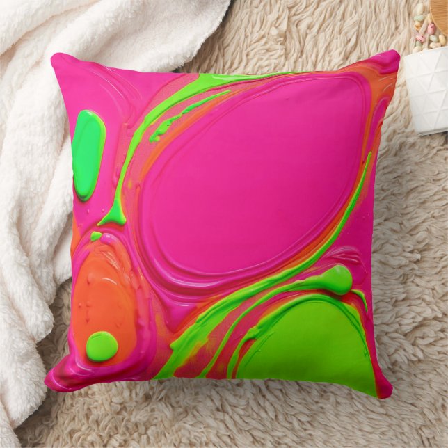 Neon Liquid Paint Dance Throw Pillow (Blanket)