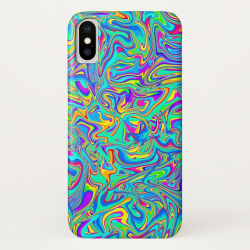 Neon Liquid Wet Paint Swirls iPhone X Case