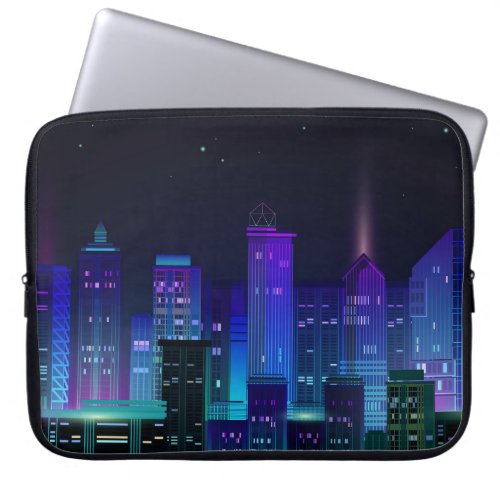 Neon_lit futuristic cityscape night panorama laptop sleeve