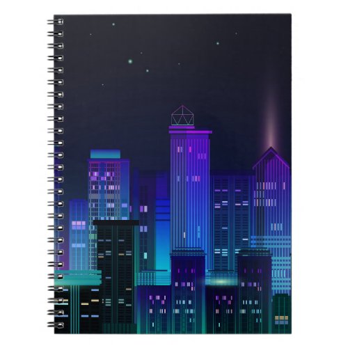 Neon_lit futuristic cityscape night panorama notebook