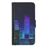 Neon-lit futuristic cityscape, night panorama samsung galaxy s5 wallet case