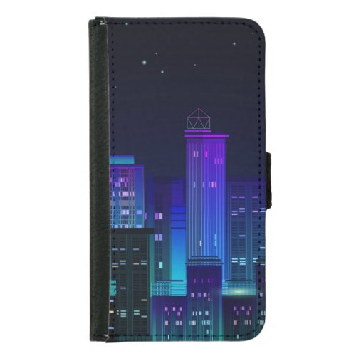 Neon_lit futuristic cityscape night panorama samsung galaxy s5 wallet case