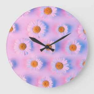 Neon-lit Multicolor Chamomile Array. Large Clock