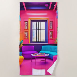 Neon Living Room Bold Colors Beach Towel