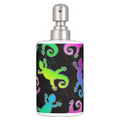 Neon Lizard and Leaf Pattern Soap Dispenser And Toothbrush Holder (Front)