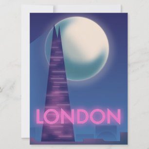 Neon London travel poster Invitation