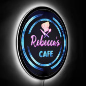 NEON Look Cafe Custom Text LED Sign (Angle)