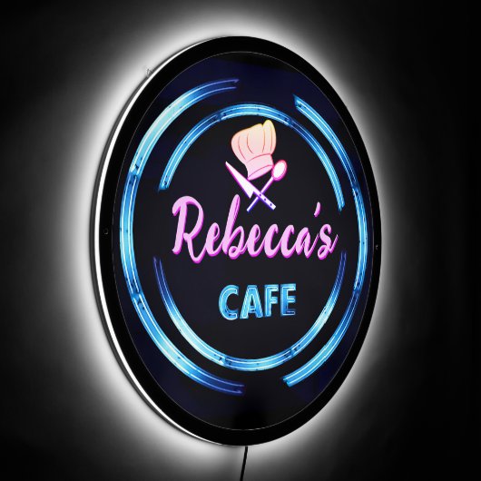 NEON Look Cafe Custom Text LED Sign (Angle)