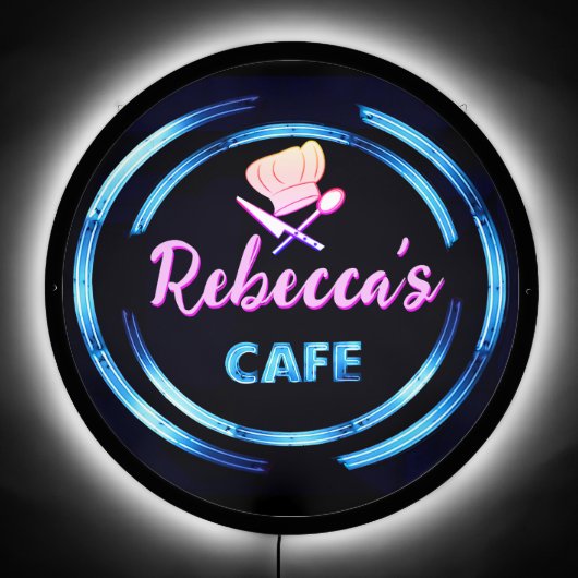 NEON Look Cafe Custom Text LED Sign (Front)
